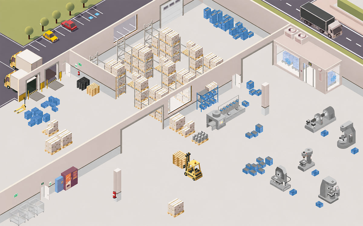 Operación industrial antes de implementar gestión visual y señalización